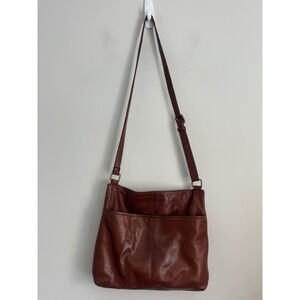 Margot Soft Leather Large Crossbody Hobo Bag Reddish Brown/ Rust Color